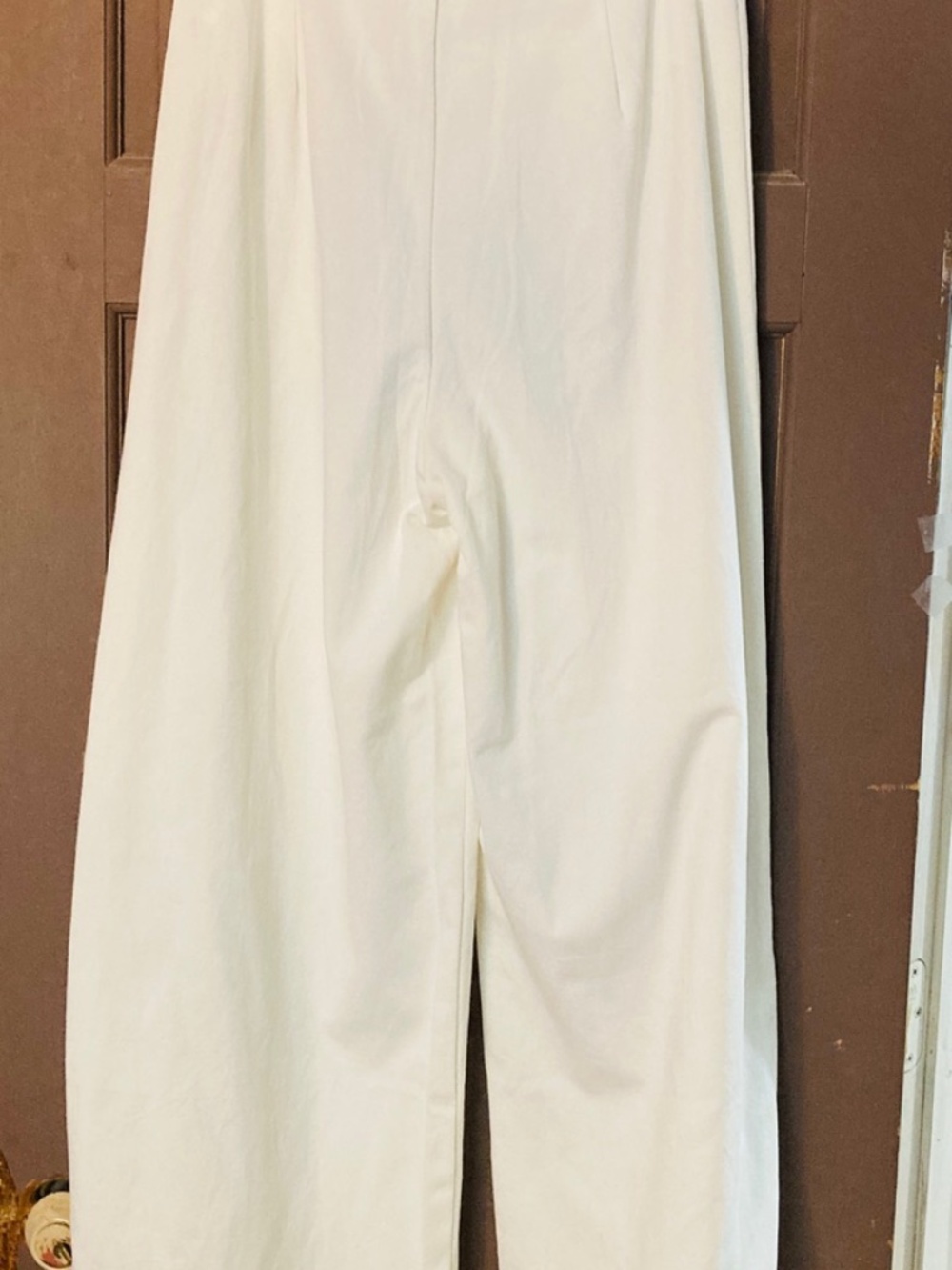 Wide Leg White Pleated Trousers sz L 8/10